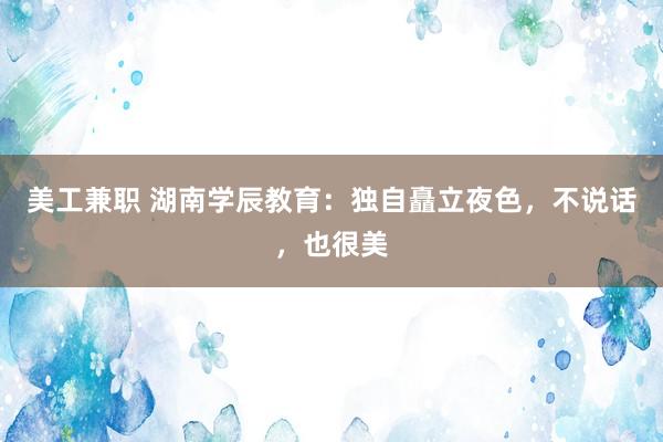 美工兼职 湖南学辰教育：独自矗立夜色，不说话，也很美